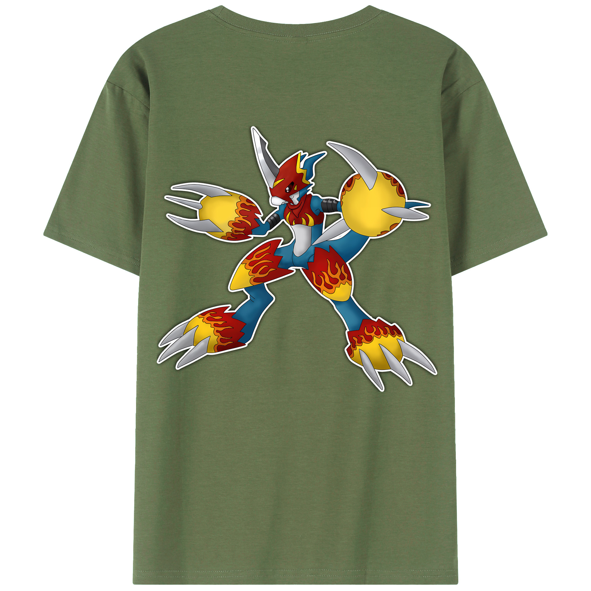 （画像用） Digimon デジタルモンスター/デジモン 綿100％ メンズ半袖Tシャツ（バックプリント） 通気性